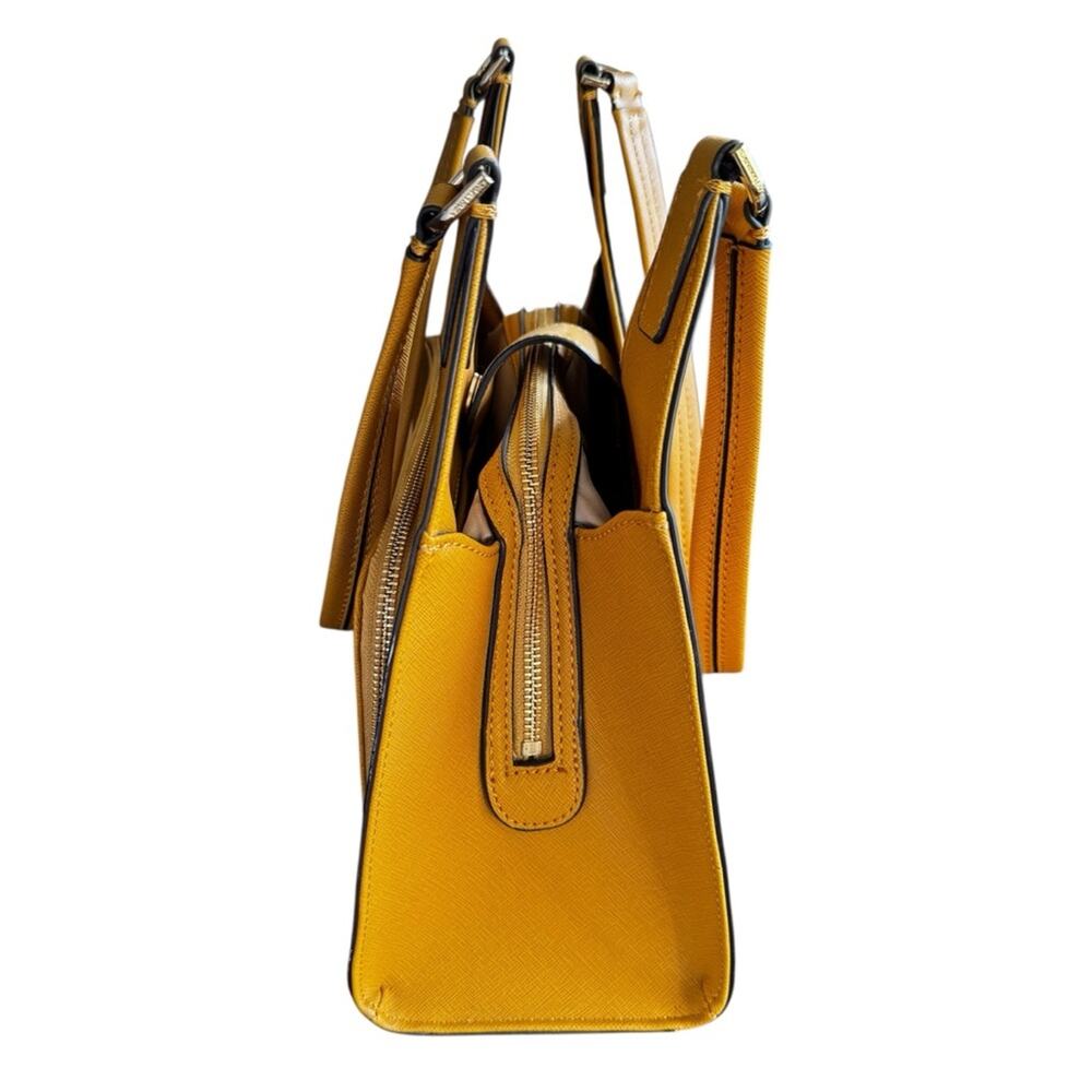 Calvin Klein Ava Hobo Saffiano Leather Mustard Shoulder Bag - Picture 4 of 13